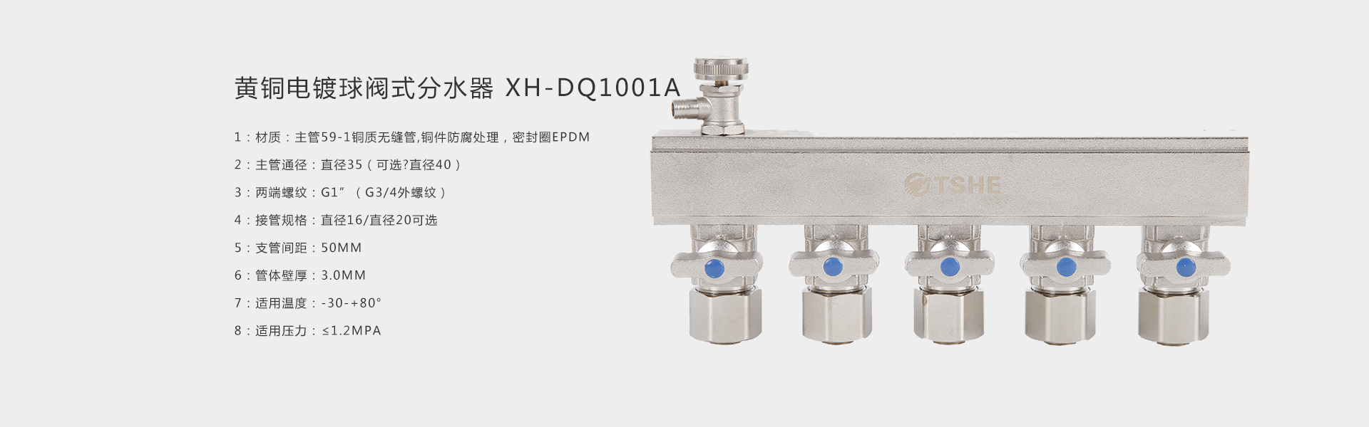 黄铜电镀球阀式分水器 XH-DQ1001A